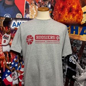 Vintage Y2K Indiana University Hoosiers NCAA NBA T-Shirt Gray Nike Mens Sz XXL